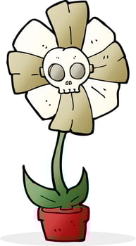 cartoon skull flower vector