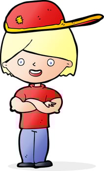 cartoon boy wearing cap vector