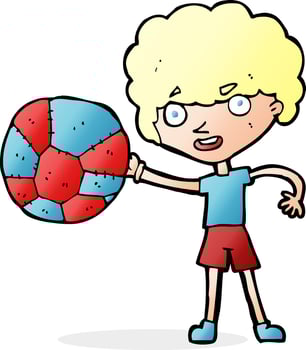 cartoon boy and ball vector