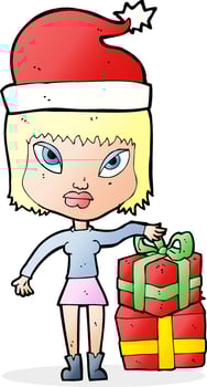 cartoon woman with present vector