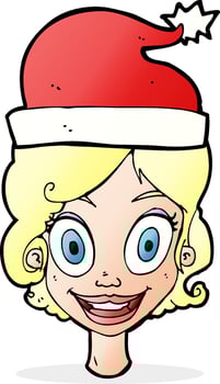 cartoon woman ready for christmas vector