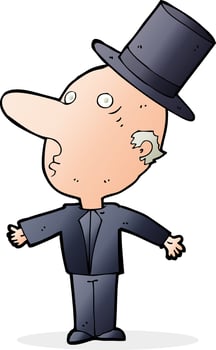 cartoon man wearing top hat vector
