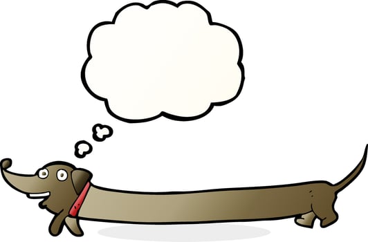 cartoon dachshund with thought bubble vector