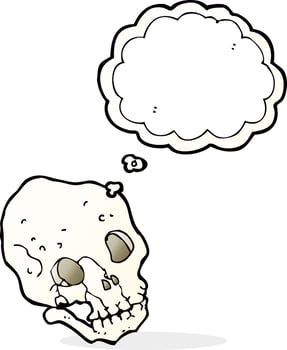 cartoon spooky skull with thought bubble vector