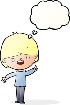 cartoon happy boy with thought bubble vector