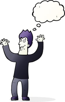 cartoon halloween vampire with thought bubble vector
