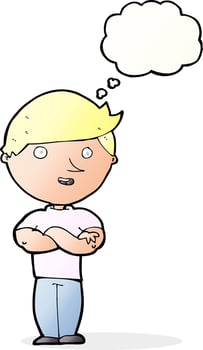 cartoon happy man with thought bubble vector
