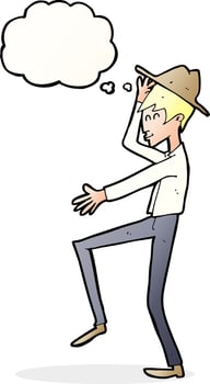 cartoon fashionable man with thought bubble vector
