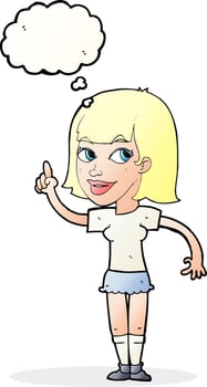 cartoon pretty girl with idea with thought bubble vector