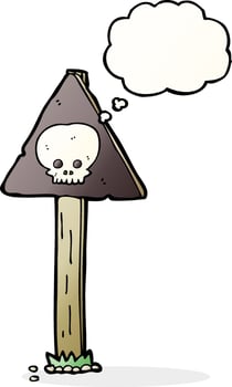 cartoon sign post with thought bubble vector