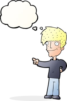 cartoon man pointing with thought bubble vector
