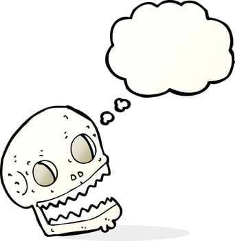 cartoon spooky skull with thought bubble vector