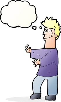 cartoon happy man with thought bubble vector