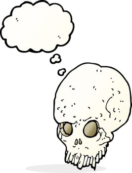 cartoon spooky skull with thought bubble vector