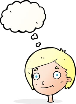 cartoon happy boy with thought bubble vector