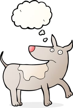 funny cartoon dog with thought bubble vector