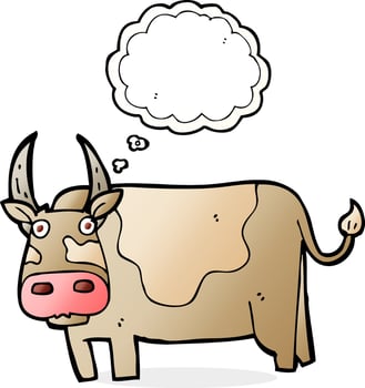 cartoon bull with thought bubble vector