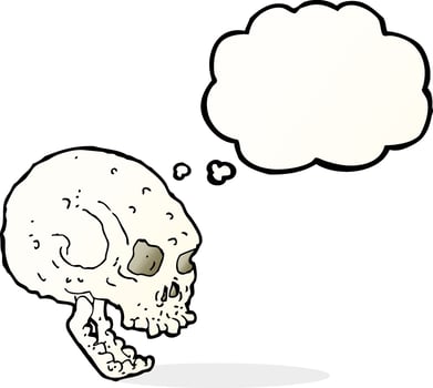 cartoon spooky skull with thought bubble vector