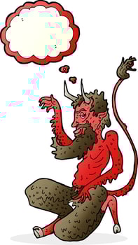 cartoon traditional devil with thought bubble vector