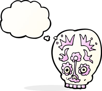 cartoon sugar skull with thought bubble vector