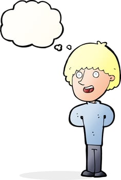 cartoon happy man with thought bubble vector