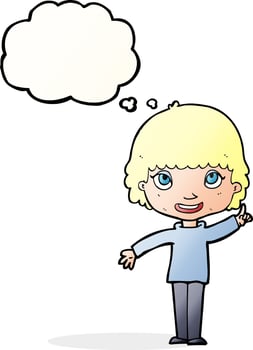 cartoon woman with idea with thought bubble vector