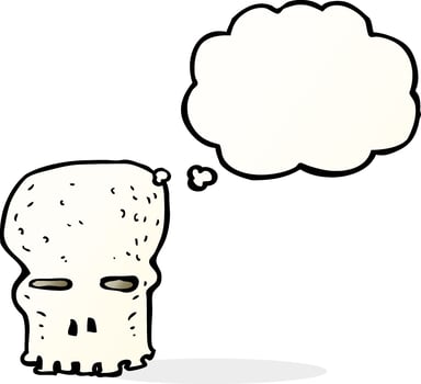 cartoon spooky skull with thought bubble vector