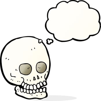 cartoon skull with thought bubble vector