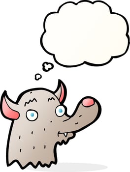 cartoon happy wolf with thought bubble vector