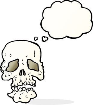 cartoon skull with thought bubble vector