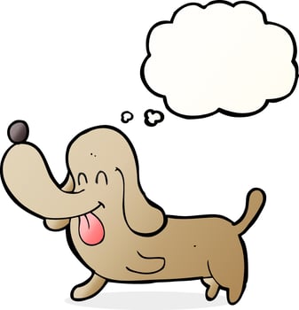 cartoon happy dog with thought bubble vector