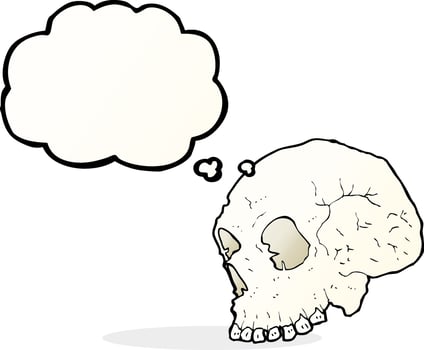 skull illustration with thought bubble vector