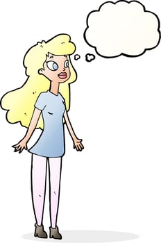 cartoon pretty girl with thought bubble vector