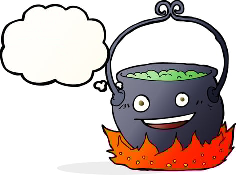 cartoon witch s cauldron with thought bubble vector