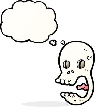 funny cartoon skull with thought bubble vector