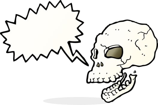 cartoon spooky skull with speech bubble vector