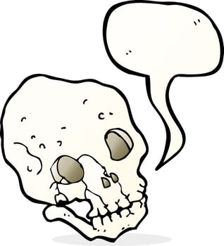 cartoon spooky skull with speech bubble vector
