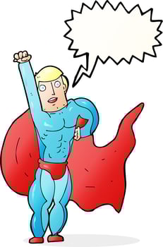 cartoon superhero with speech bubble vector