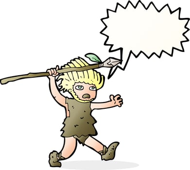 cartoon caveman with speech bubble vector