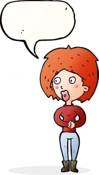 cartoon surprised woman with speech bubble vector