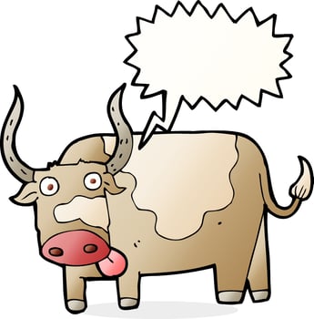 cartoon bull with speech bubble vector