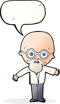 cartoon genius scientist with speech bubble vector