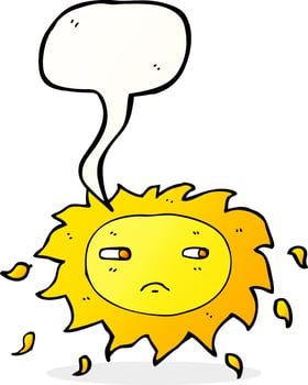 cartoon sad sun with speech bubble vector