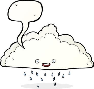 cartoon rain cloud with speech bubble vector