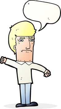 cartoon angry man with speech bubble vector