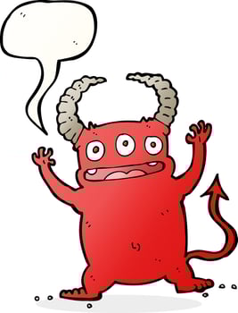 cartoon little devil with speech bubble vector