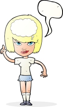 cartoon woman with idea with speech bubble vector