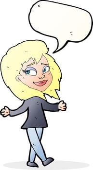 stress free woman cartoon with speech bubble vector