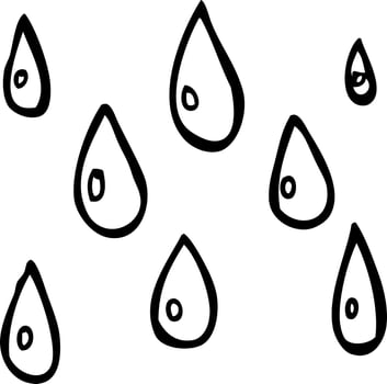 line drawing cartoon raindrops vector