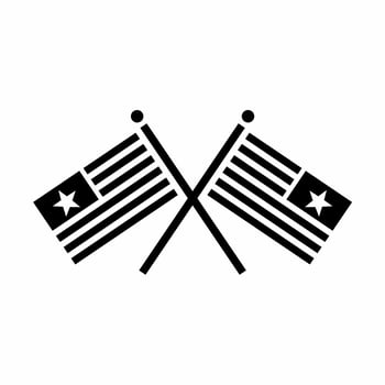 USA Flags Crossed Icon Black and White Style vector
